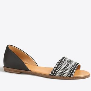 J. Crew: Morgan Open Toe d’Orsay Flat Sandals in Black | Sz 7